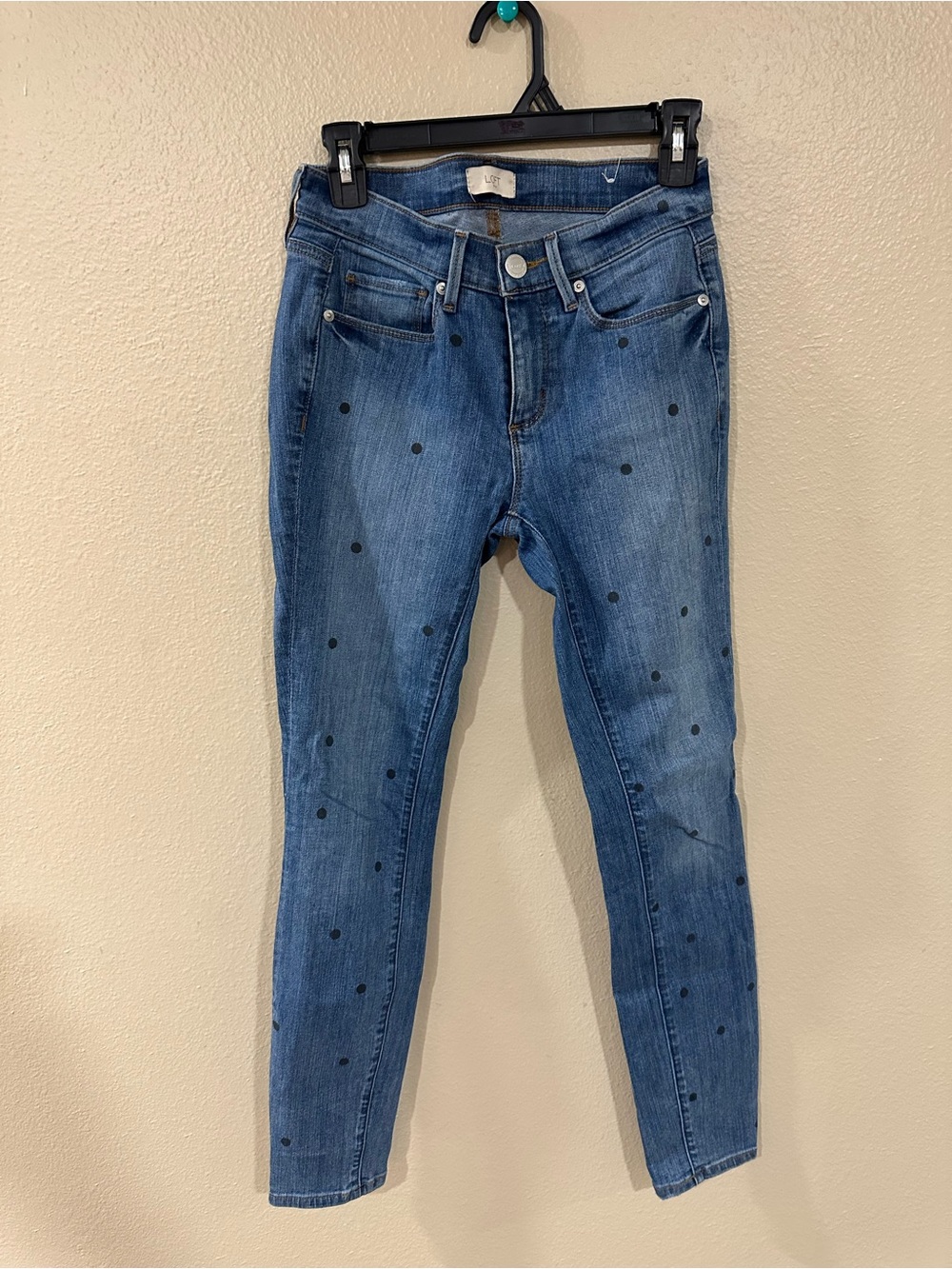 LOFT Blue Polka Dot Skinny Jeans